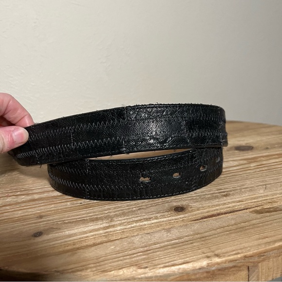Vintage Tony Lama Black Genuine Elephant Exotic Skin Leather Belt Mens 38 - Picture 4 of 9